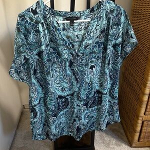 Banana Republic Teal and Navy Paisley Blouse